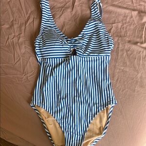 I.Crew Striped Blue and White Swimsuit